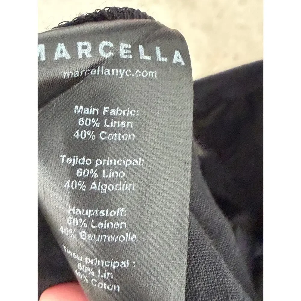 Marcella Runa Linen Blend Wide Leg Pants Black Size Large